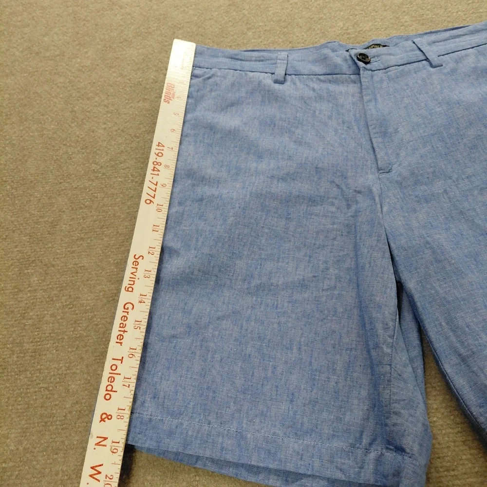 Banana Republic Aiden Linen Shorts Mens 33 Blue Chino Preppy Coastal 9